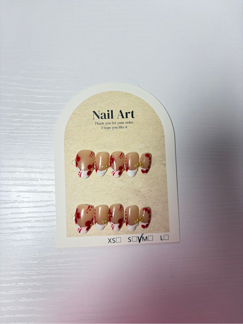 Handmade Red Cherry French Tip Press-On Nails | Cute Glossy Short Nails